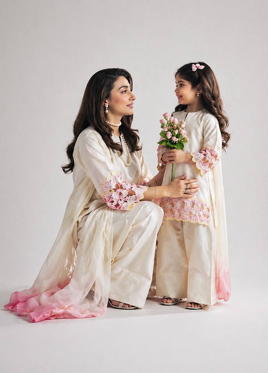 Miniature Pearl Silk Festive Kurta